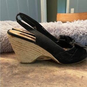 Dollhouse Black Wedges with Tan Soles